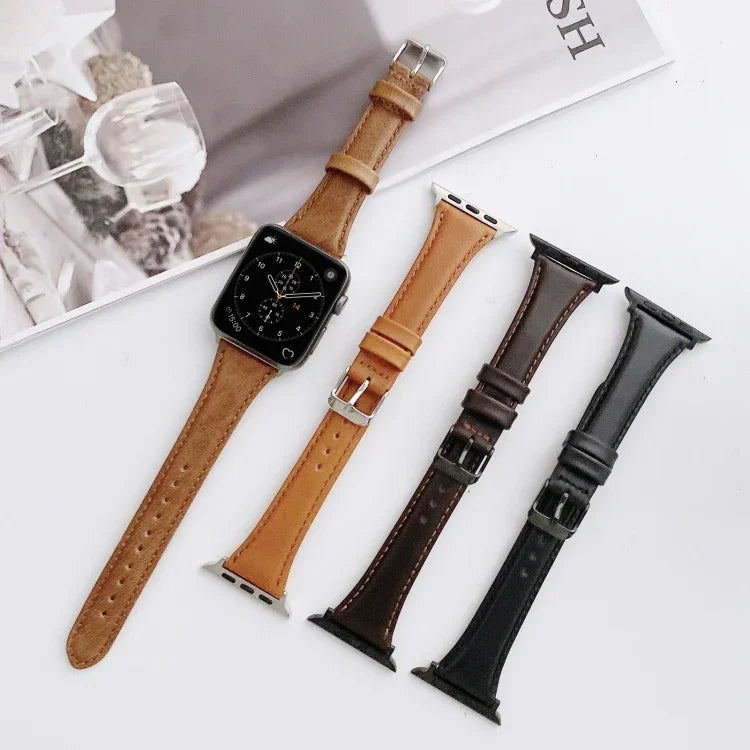 Pulseiras de substituição em couro duplo lado com cintura pequena e bonita para Apple Watch Series 6 & SE & 5 & 4 40mm / 3 & 2 & 1 38mm