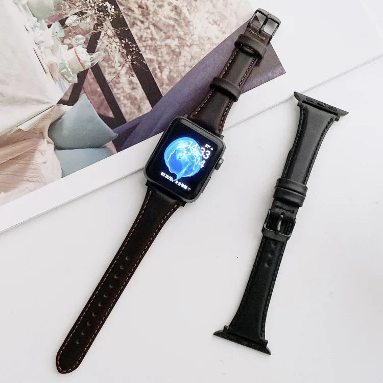 Pulseiras de substituição em couro duplo lado com cintura pequena e bonita para Apple Watch Series 6 & SE & 5 & 4 40mm / 3 & 2 & 1 38mm