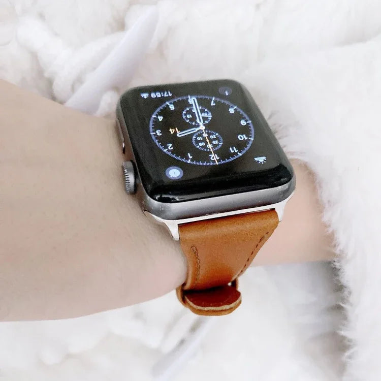 Pulseiras de substituição em couro duplo lado com cintura pequena e bonita para Apple Watch Series 6 & SE & 5 & 4 40mm / 3 & 2 & 1 38mm