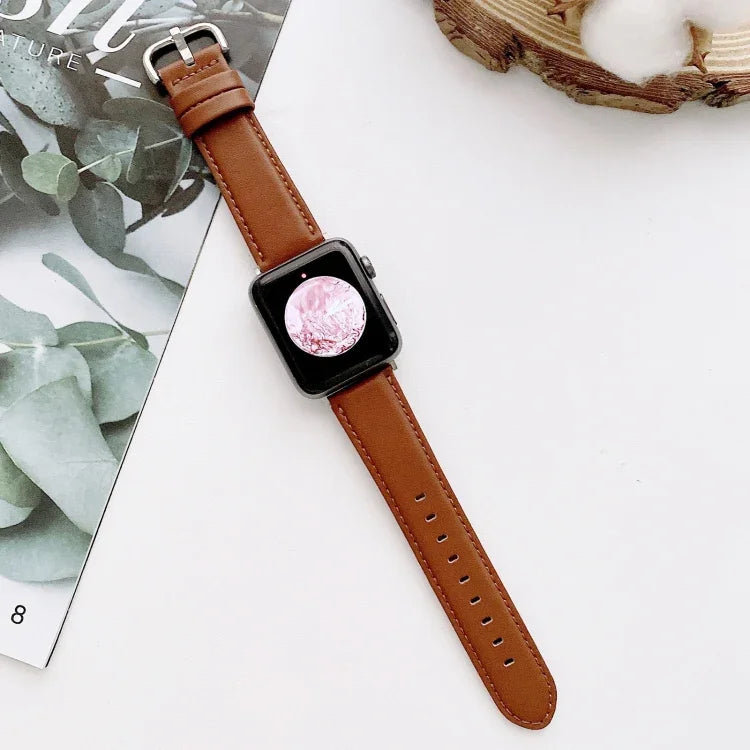 Pulseiras de substituição com fivela em D e textura suave para Apple Watch Series 6 & SE & 5 & 4 44mm / 3 & 2 & 1 42mm