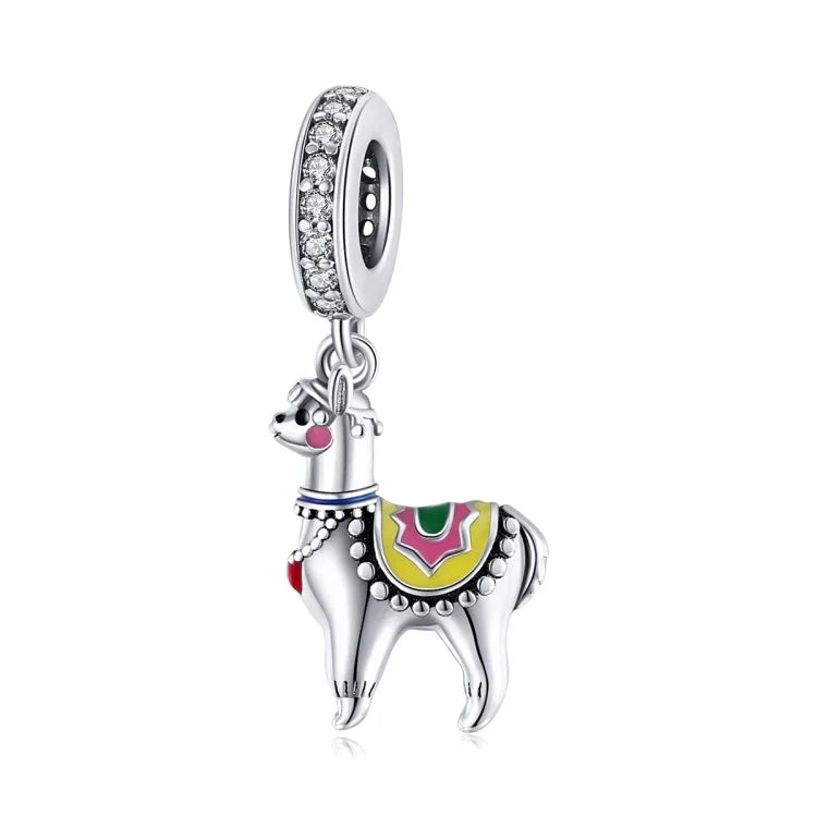 Pendente de Alpaca Fofa em Prata Esterlina S925 para DIY Pulseira Colar Acessórios, Alpaca Fofa