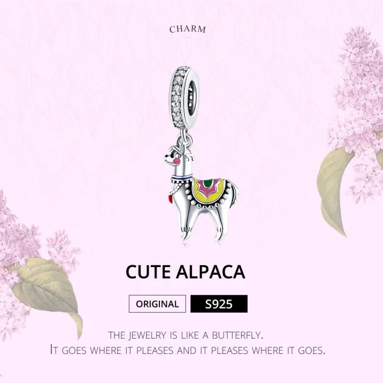 Pendente de Alpaca Fofa em Prata Esterlina S925 para DIY Pulseira Colar Acessórios, Alpaca Fofa