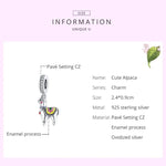 Pendente de Alpaca Fofa em Prata Esterlina S925 para DIY Pulseira Colar Acessórios, Alpaca Fofa