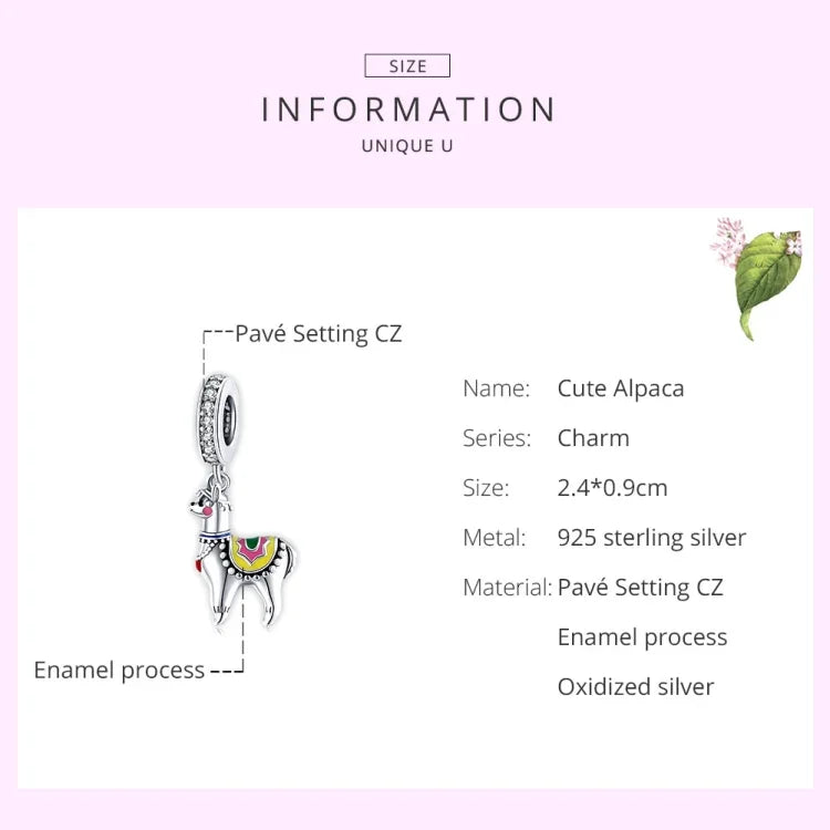 Pendente de Alpaca Fofa em Prata Esterlina S925 para DIY Pulseira Colar Acessórios, Alpaca Fofa