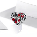 Contas de Amor Familiar Quente em Prata Esterlina S925 para DIY Pulseira Colar Acessórios, Amor Familiar Quente