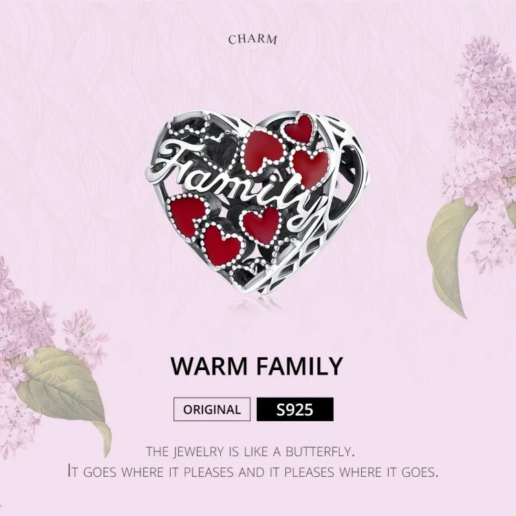 Contas de Amor Familiar Quente em Prata Esterlina S925 para DIY Pulseira Colar Acessórios, Amor Familiar Quente