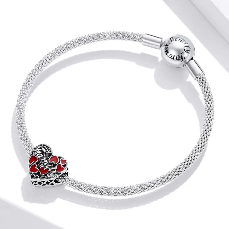 Contas de Amor Familiar Quente em Prata Esterlina S925 para DIY Pulseira Colar Acessórios, Amor Familiar Quente