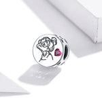 Contas de Letras e Flores em Prata Esterlina S925 para Pulseira e Colar DIY, Letras e Flores