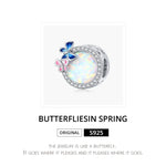 Contas de Primavera Borboleta em Prata Esterlina S925 para Pulseira e Colar DIY, Primavera Borboleta