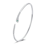 Pulseira Aberta de Cobra em Prata Esterlina S925, Joalharia Feminina, Cobra