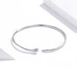 Pulseira Aberta de Cobra em Prata Esterlina S925, Joalharia Feminina, Cobra