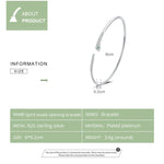 Pulseira Aberta de Cobra em Prata Esterlina S925, Joalharia Feminina, Cobra