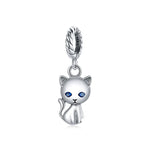 Pendente de Gato Fofo em Prata Esterlina S925 para Pulseira e Colar DIY, Gato