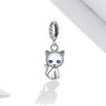 Pendente de Gato Fofo em Prata Esterlina S925 para Pulseira e Colar DIY, Gato