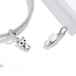 Pendente de Gato Fofo em Prata Esterlina S925 para Pulseira e Colar DIY, Gato