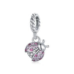 Pendente de Joaninha em Prata Esterlina S925 para Pulseira e Colar DIY, Joaninha