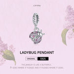 Pendente de Joaninha em Prata Esterlina S925 para Pulseira e Colar DIY, Joaninha