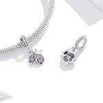Pendente de Joaninha em Prata Esterlina S925 para Pulseira e Colar DIY, Joaninha
