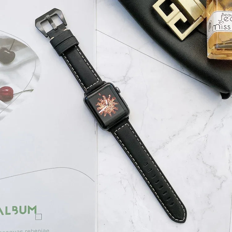 Pulseiras de substituição em couro com fivela de cabeça grande para Apple Watch Series 6 & SE & 5 & 4 44mm / 3 & 2 & 1 42mm, Para Apple Watch Ultra 49mm / Series 8&7 45mm / SE 2&6&SE&5&4 44mm / 3&2&1 42mm