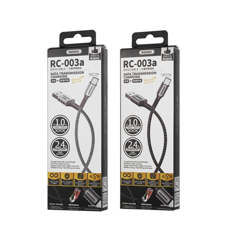 Cabo de Dados de Carregamento Remax 2.4A Série Barrett, Comprimento: 1m, Tipo-C