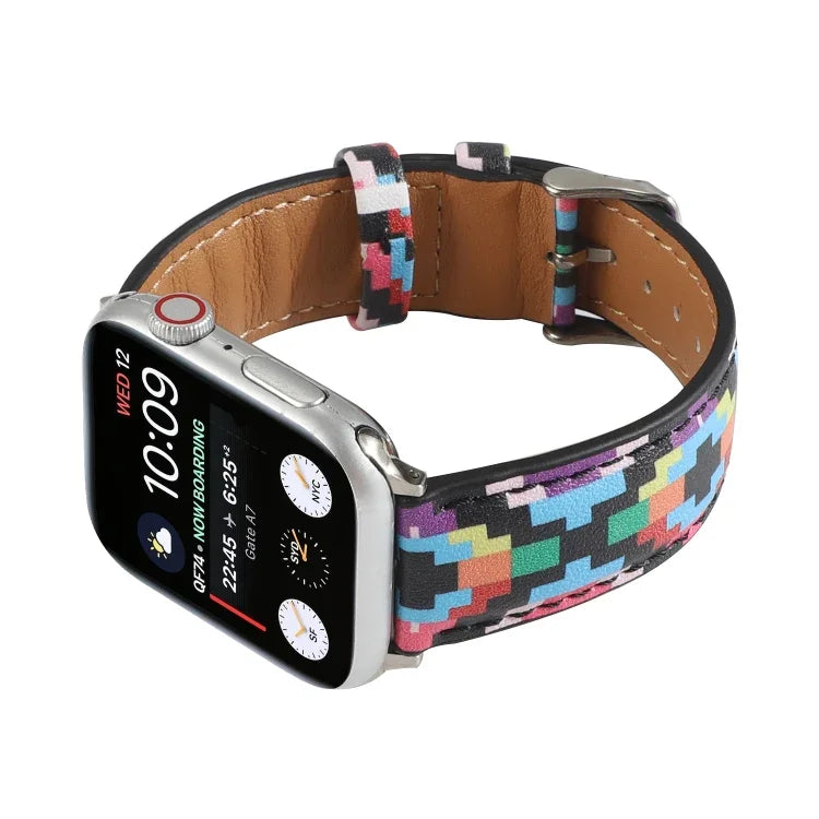 Correia de Relógio em Pele Estilo Étnico com Estampa Mármore Para Apple Watch Series 6 & SE &, 5 & 4 44mm / 3 & 2 & 1 42mm, 5 & 4 40mm / 3 & 2 & 1 38mm