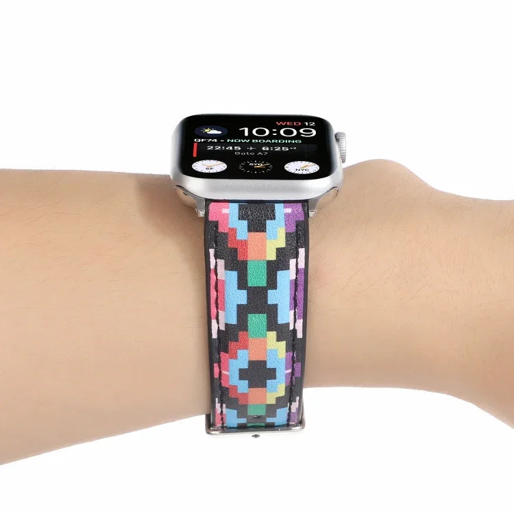 Correia de Relógio em Pele Estilo Étnico com Estampa Mármore Para Apple Watch Series 6 & SE &, 5 & 4 44mm / 3 & 2 & 1 42mm, 5 & 4 40mm / 3 & 2 & 1 38mm