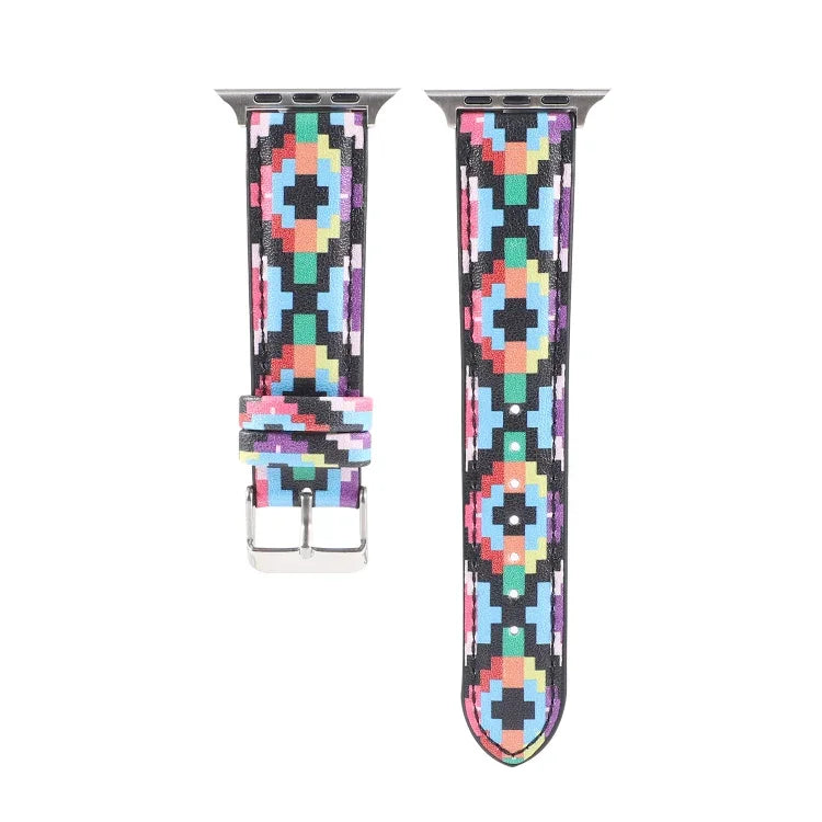 Correia de Relógio em Pele Estilo Étnico com Estampa Mármore Para Apple Watch Series 6 & SE &, 5 & 4 44mm / 3 & 2 & 1 42mm, 5 & 4 40mm / 3 & 2 & 1 38mm