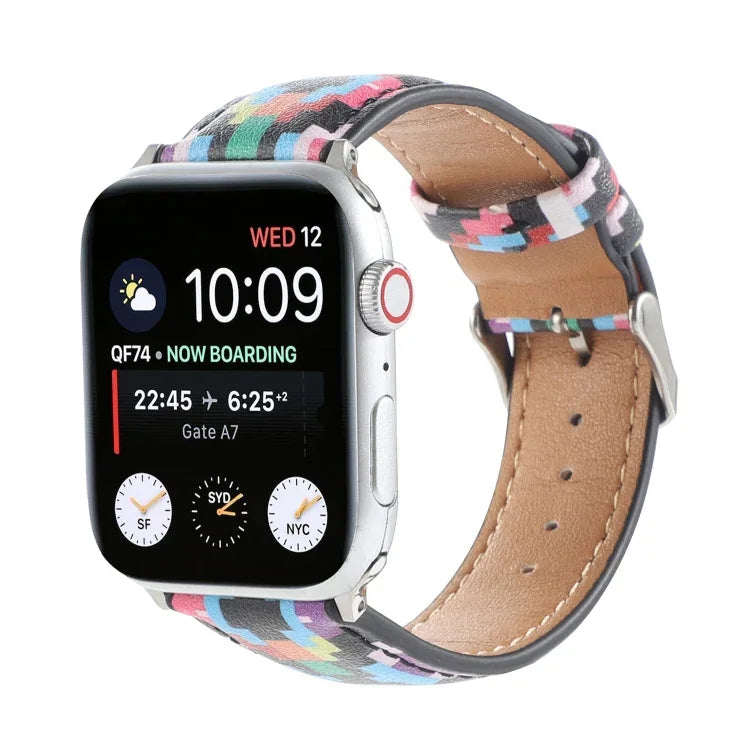Correia de Relógio em Pele Estilo Étnico com Estampa Mármore Para Apple Watch Series 6 & SE &, 5 & 4 44mm / 3 & 2 & 1 42mm, 5 & 4 40mm / 3 & 2 & 1 38mm