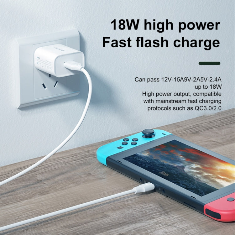 WK WP-U57 Max Carregador Rápido 18W Maxspeed QC3.0 + Cabo de Dados USB para 8 Pinos, Ficha EUA, Ficha UE