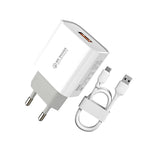 WK WP-U57 Max Carregador Rápido 18W Maxspeed QC3.0 + Cabo de Dados USB para 8 Pinos, Ficha EUA, Ficha UE