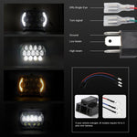 7 inch(5X7)/(7X6) H4 DC 9V-30V 30000LM 300W 8LEDs Car Square Shape LED Headlight Lamps for Jeep Wrangler, 8LEDs