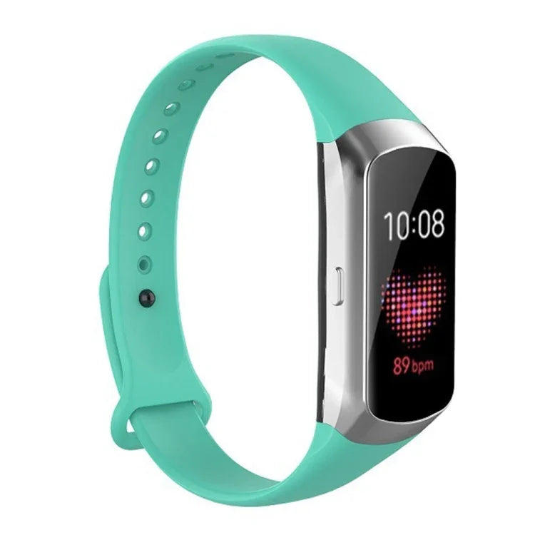 For Samsung Galaxy Fit SM-R370 Silicone Glossy Nail Button Replacement Strap Watchband