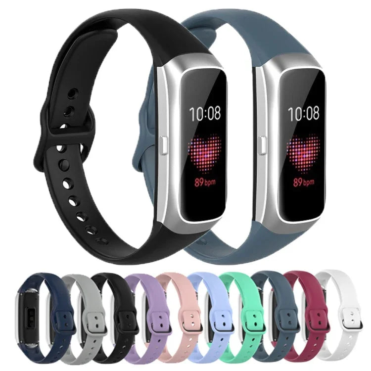 Para Samsung Galaxy Fit SM-R370 Correia de Substituição com Fivela Preta em Silicone e Aço