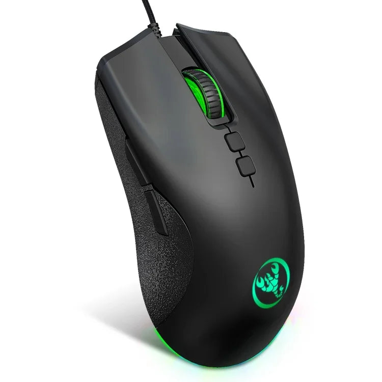 Rato Gaming Mecânico com Fios HXSJ A883, 7 Teclas, 6400DPI, Luz RGB