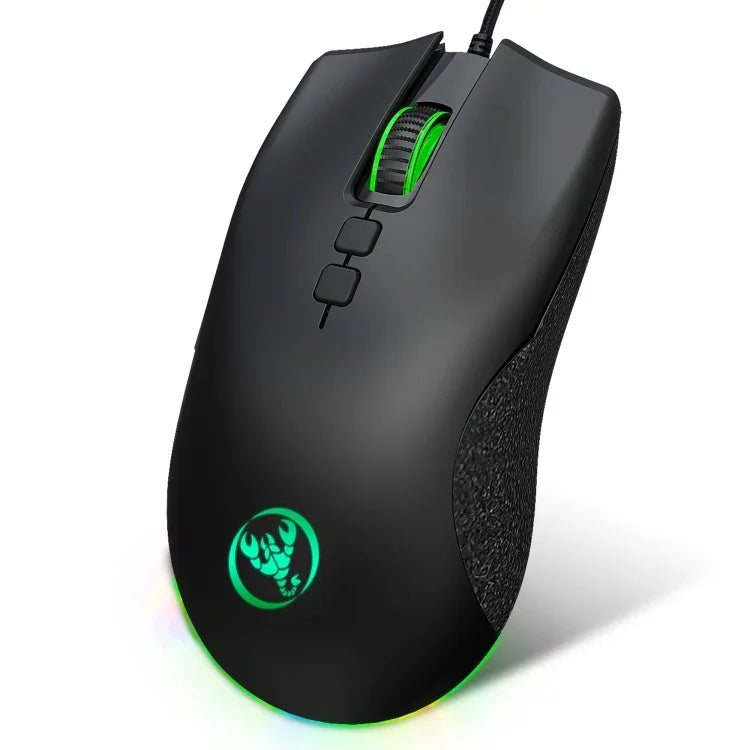 Rato Gaming Mecânico com Fios HXSJ A883, 7 Teclas, 6400DPI, Luz RGB
