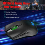Rato Gaming Mecânico com Fios HXSJ A883, 7 Teclas, 6400DPI, Luz RGB