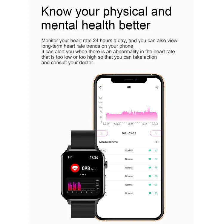 Relógio Inteligente E86 com Ecrã TFT Colorido de 1,7 polegadas, à Prova de Água IP68, Suporta Monitorização de Oxigénio no Sangue / Monitorização da Temperatura Corporal / Diagnóstico Médico por IA, Estilo: Correia de Aço, Correia de Aço (Preto)