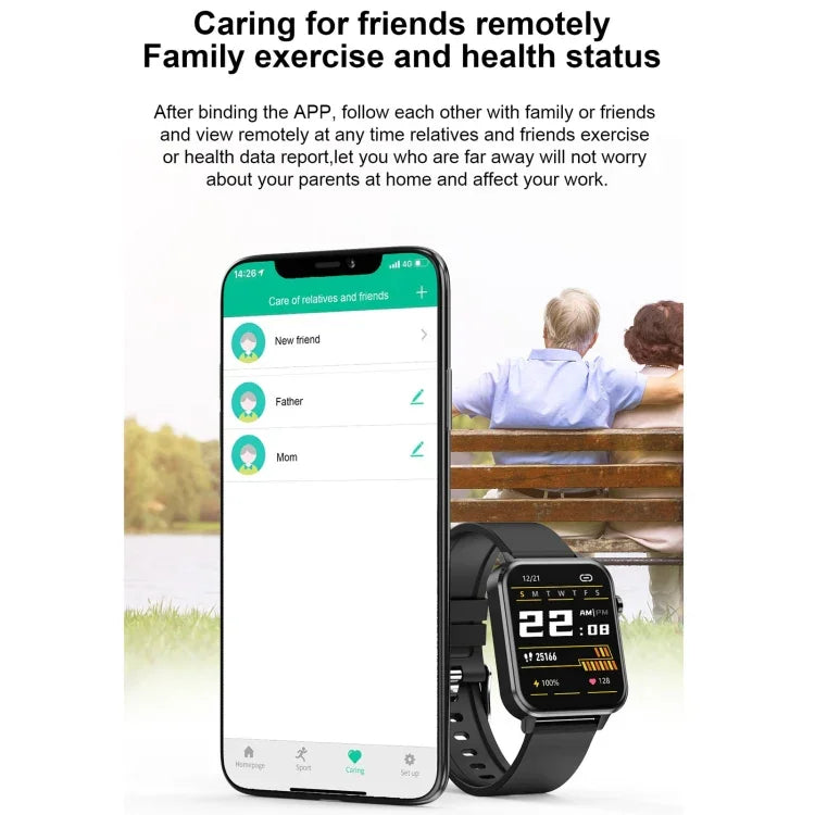 Relógio Inteligente E86 com Ecrã TFT Colorido de 1,7 polegadas, à Prova de Água IP68, Suporta Monitorização de Oxigénio no Sangue / Monitorização da Temperatura Corporal / Diagnóstico Médico por IA, Estilo: Correia de Aço, Correia de Aço (Preto)