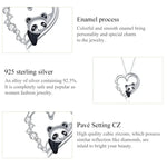 Colar Feminino Panda em Forma de Coração em Prata Esterlina S925, Panda