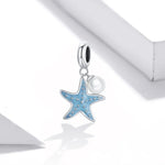 Pendente de Estrela-do-Mar em Prata Esterlina S925 para Pulseira e Colar DIY, Estrela-do-Mar