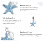 Pendente de Estrela-do-Mar em Prata Esterlina S925 para Pulseira e Colar DIY, Estrela-do-Mar