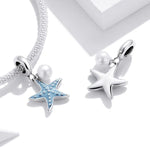 Pendente de Estrela-do-Mar em Prata Esterlina S925 para Pulseira e Colar DIY, Estrela-do-Mar