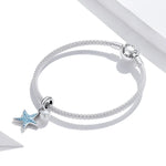 Pendente de Estrela-do-Mar em Prata Esterlina S925 para Pulseira e Colar DIY, Estrela-do-Mar