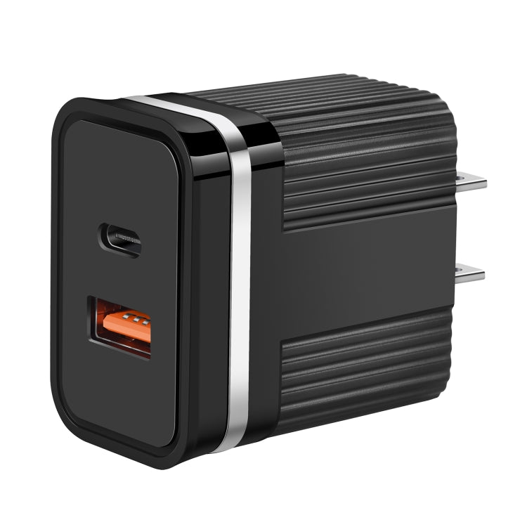 RSY Carregador de Viagem de Carregamento Rápido com Portas Duplas USB + USB-C / Type-C, Ficha US, Ficha EU