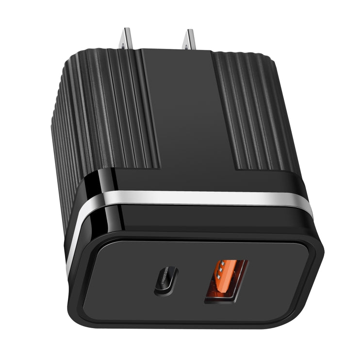 RSY Carregador de Viagem de Carregamento Rápido com Portas Duplas USB + USB-C / Type-C, Ficha US, Ficha EU