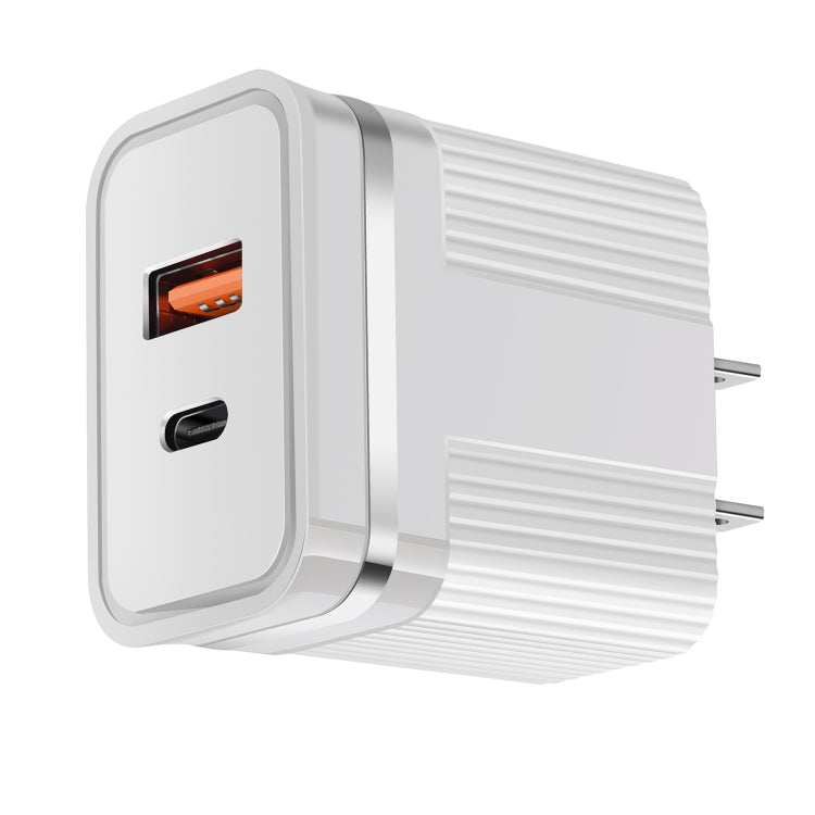 RSY Carregador de Viagem de Carregamento Rápido com Portas Duplas USB + USB-C / Type-C, Ficha US, Ficha EU