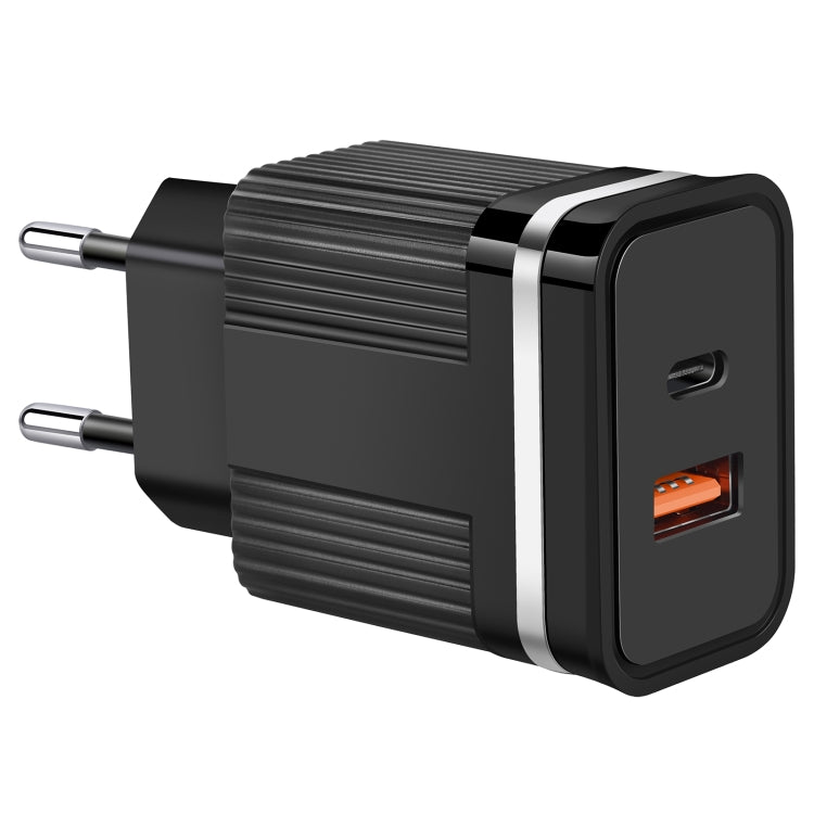 RSY Carregador de Viagem de Carregamento Rápido com Portas Duplas USB + USB-C / Type-C, Ficha US, Ficha EU