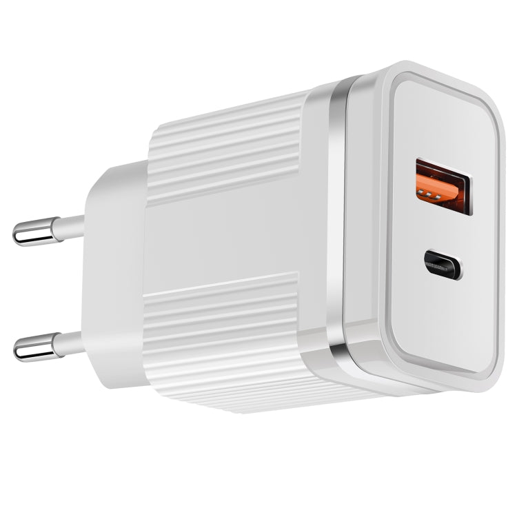RSY Carregador de Viagem de Carregamento Rápido com Portas Duplas USB + USB-C / Type-C, Ficha US, Ficha EU