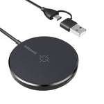 Mriowiz M-2001W Carregador Sem Fios Magnético MagSafe de 15W para Secretária para iPhone 12 Series, com Cabo de Dados USB + USB-C / Type-C e Suporte