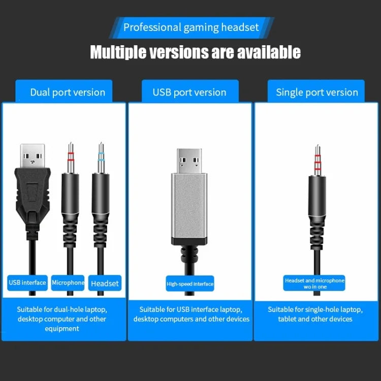 2 PCS G58 Auscultadores com Fios para Jogos com Microfone para Cabeça, Comprimento do Cabo: cerca de 2m, Versão Plug Único Preto, Versão USB 7.1 Preto, Versão 3,5mm Colorida Rosa, Versão 3,5mm Colorida Branca, Versão 3,5mm Colorida Preta